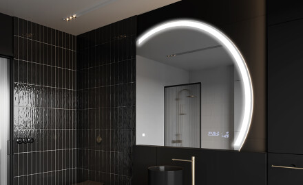 Oglindă cu LED Semilunară Modernă - Iluminare Eleganta pentru Baie Q222