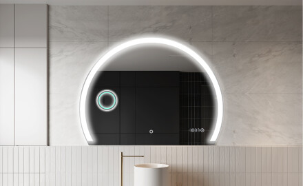 Oglindă cu LED Semilunară Modernă - Iluminare Eleganta pentru Baie W222