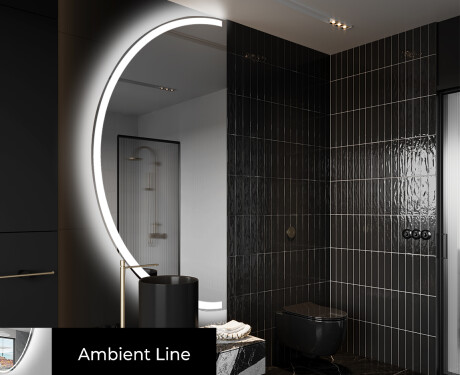 Oglindă cu LED Semilunară Modernă - Iluminare Eleganta pentru Baie D222