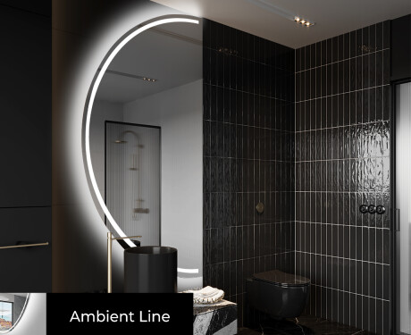 Oglindă cu LED Semilunară Modernă - Iluminare Eleganta pentru Baie D223