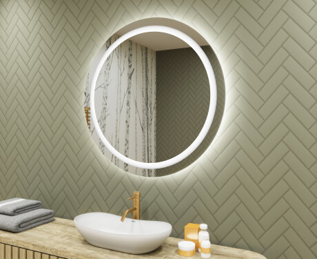Rotunda oglinzi moderne baie cu leduri 80cm cu lumină LED rece 7000K, lumină caldă 3000K sau lumină neutră 4500K