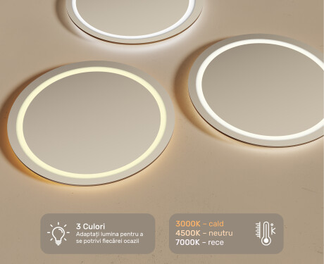 Rotunda oglinzi moderne baie cu leduri 80cm cu lumină LED rece 7000K, lumină caldă 3000K sau lumină neutră 4500K #3