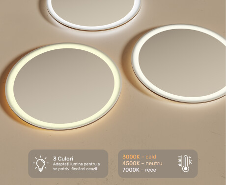 Rotunda oglinzi moderne baie cu leduri 60cm cu lumină LED rece 7000K, lumină caldă 3000K sau lumină neutră 4500K #3