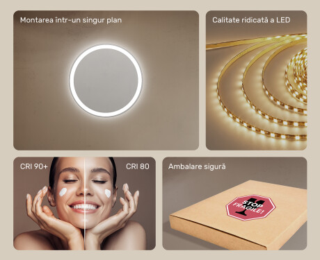 Rotunda oglinzi moderne baie cu leduri 60cm cu lumină LED rece 7000K, lumină caldă 3000K sau lumină neutră 4500K #5