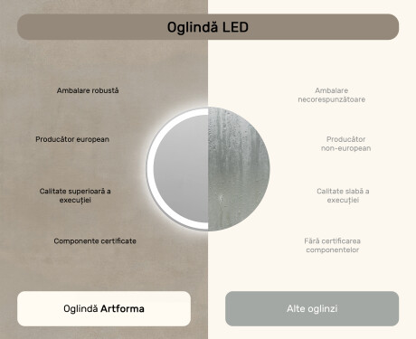 Rotunda oglinzi moderne baie cu leduri 60cm cu lumină LED rece 7000K, lumină caldă 3000K sau lumină neutră 4500K #6