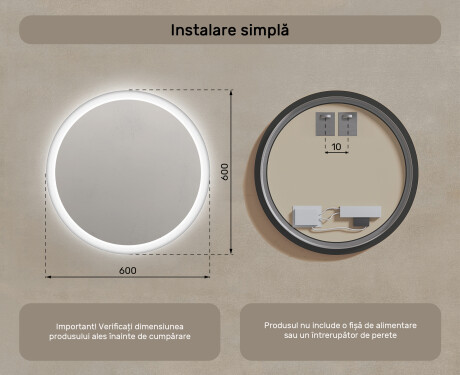Rotunda oglinzi moderne baie cu leduri 60cm cu lumină LED rece 7000K, lumină caldă 3000K sau lumină neutră 4500K #7