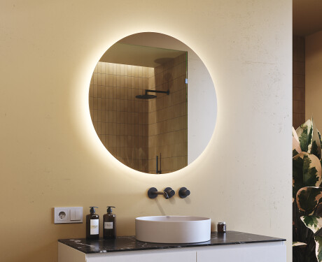 Rotunda oglinzi moderne baie cu leduri 80cm cu lumină LED rece 7000K, lumină caldă 3000K sau lumină neutră 4500K