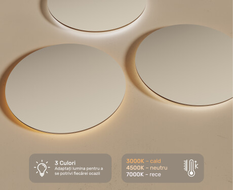 Rotunda oglinzi moderne baie cu leduri 80cm cu lumină LED rece 7000K, lumină caldă 3000K sau lumină neutră 4500K #3