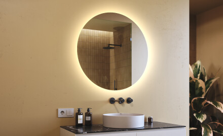 Rotunda oglinzi moderne baie cu leduri 80cm cu lumină LED rece 7000K, lumină caldă 3000K sau lumină neutră 4500K