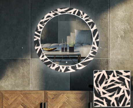 Rotunda moderna oglinzi decorative cu leduri perete salon - Lines #1