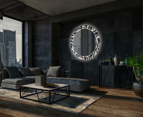 Rotunda moderna oglinzi decorative cu leduri perete salon - Lines #12