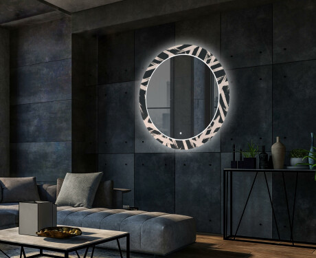 Rotunda moderna oglinzi decorative cu leduri perete salon - Lines #2