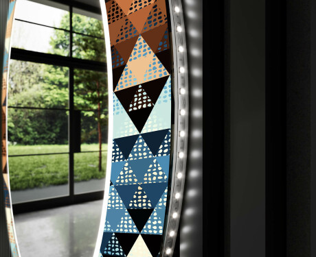 Rotunda oglinda LED decorativa perete salon - Color Triangles #11