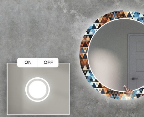 Rotunda oglinda LED decorativa perete salon - Color Triangles #4
