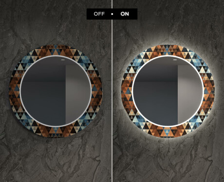 Rotunda oglinda LED decorativa perete salon - Color Triangles #7