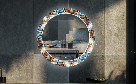 Rotunda oglinda LED decorativa perete salon - Color Triangles