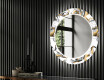 Oglinda cu LED rotunda decorativa perete hol - Golden Flowers #2