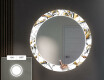 Oglinda cu LED rotunda decorativa perete hol - Golden Flowers #4