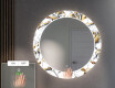 Oglinda cu LED rotunda decorativa perete hol - Golden Flowers #5