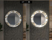 Oglinda cu LED rotunda decorativa perete hol - Golden Flowers #7