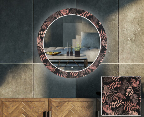 Rotunda moderna oglinzi decorative cu leduri perete salon - Jungle #1