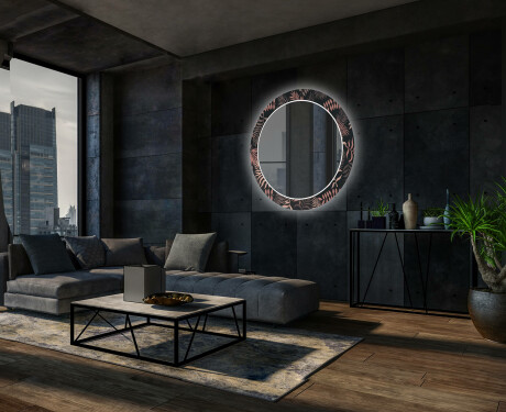 Rotunda moderna oglinzi decorative cu leduri perete salon - Jungle #12