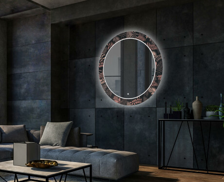 Rotunda moderna oglinzi decorative cu leduri perete salon - Jungle #2