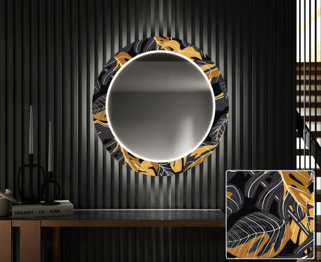 Rotunda decoratiune oglinda cu LED hol moderna - Autumn Jungle #1