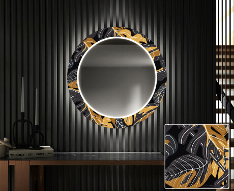 Rotunda decoratiune oglinda cu LED hol moderna - Autumn Jungle