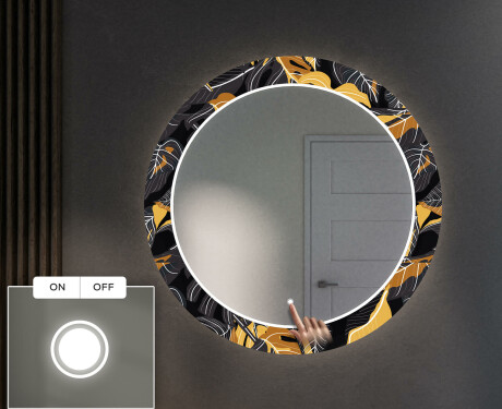 Rotunda decoratiune oglinda cu LED hol moderna - Autumn Jungle #4