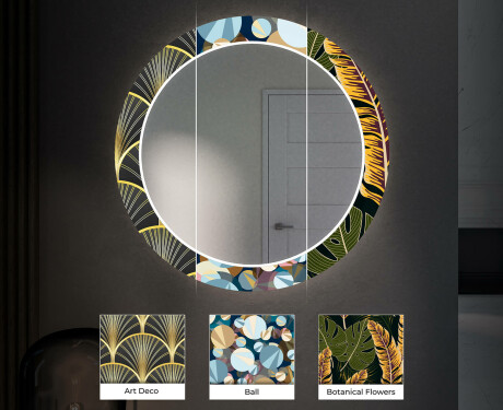 Rotunda decoratiune oglinda cu LED hol moderna - Autumn Jungle #6