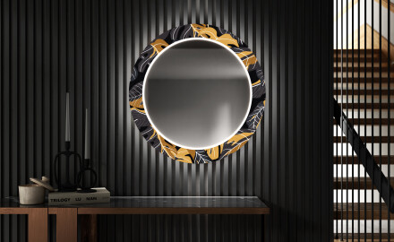 Rotunda decoratiune oglinda cu LED hol moderna - Autumn Jungle