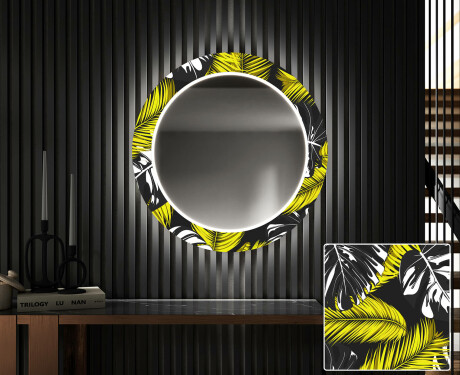 Oglinda cu LED rotunda decorativa perete hol - Gold Jungle