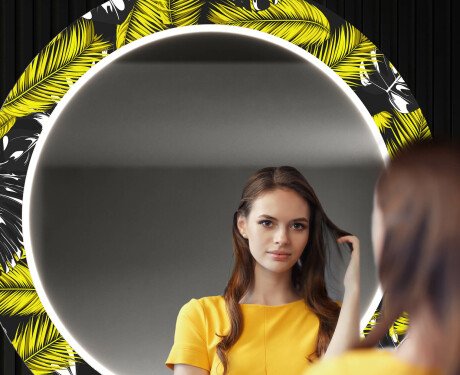 Oglinda cu LED rotunda decorativa perete hol - Gold Jungle #12
