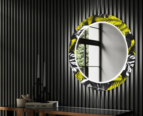 Oglinda cu LED rotunda decorativa perete hol - Gold Jungle #2