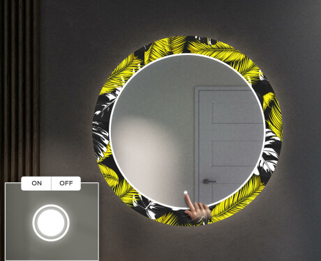 Oglinda cu LED rotunda decorativa perete hol - Gold Jungle #4