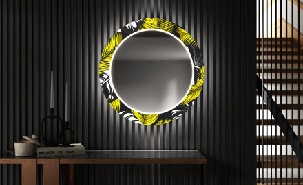 Oglinda cu LED rotunda decorativa perete hol - Gold Jungle
