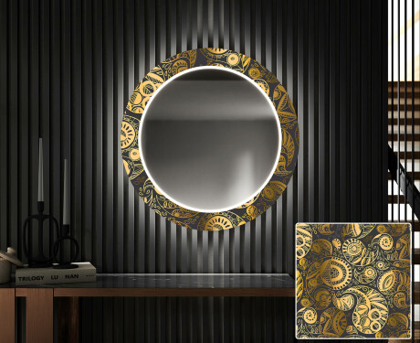 Rotunda decoratiune oglinda cu LED hol moderna - Ancient Pattern