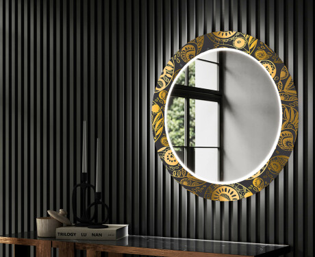 Rotunda decoratiune oglinda cu LED hol moderna - Ancient Pattern #2