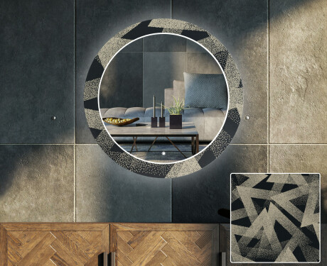 Rotunda oglinda LED decorativa perete salon - Dotted Triangles