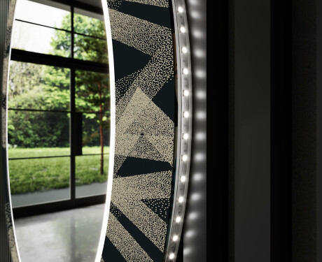 Rotunda oglinda LED decorativa perete salon - Dotted Triangles #11