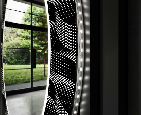 Rotunda moderna oglinzi decorative cu leduri perete salon - Dark Wave #11