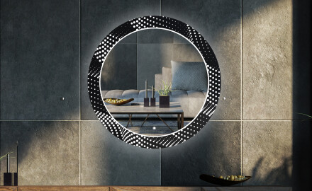 Rotunda moderna oglinzi decorative cu leduri perete salon - Dark Wave