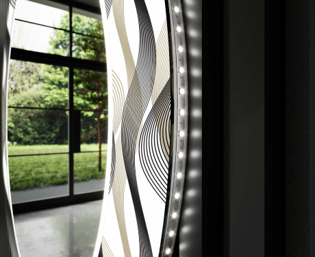 Oglinda cu LED rotunda decorativa perete hol - Waves #11