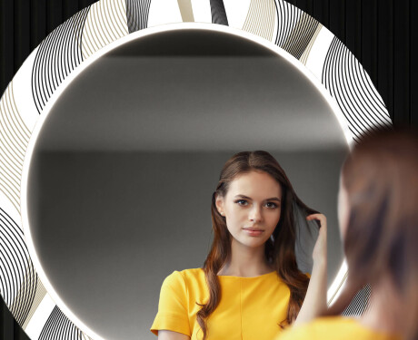 Oglinda cu LED rotunda decorativa perete hol - Waves #12