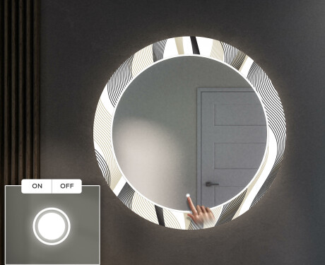 Oglinda cu LED rotunda decorativa perete hol - Waves #4