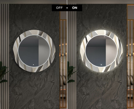 Oglinda cu LED rotunda decorativa perete hol - Waves #7