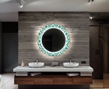 Rotunda oglinda baie cu leduri decorativa perete - Abstract Seamless #12