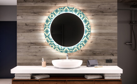Rotunda oglinda baie cu leduri decorativa perete - Abstract Seamless
