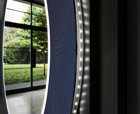 Baie decoratiune rotunda oglinda cu LED moderna  - Blue Drawing #11